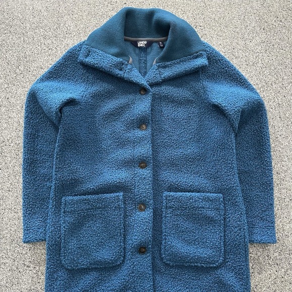 Lands' End Jackets & Blazers - Lands End Jacket Womens M Medium Sherpa Big Collar Blue Button Up Teddy